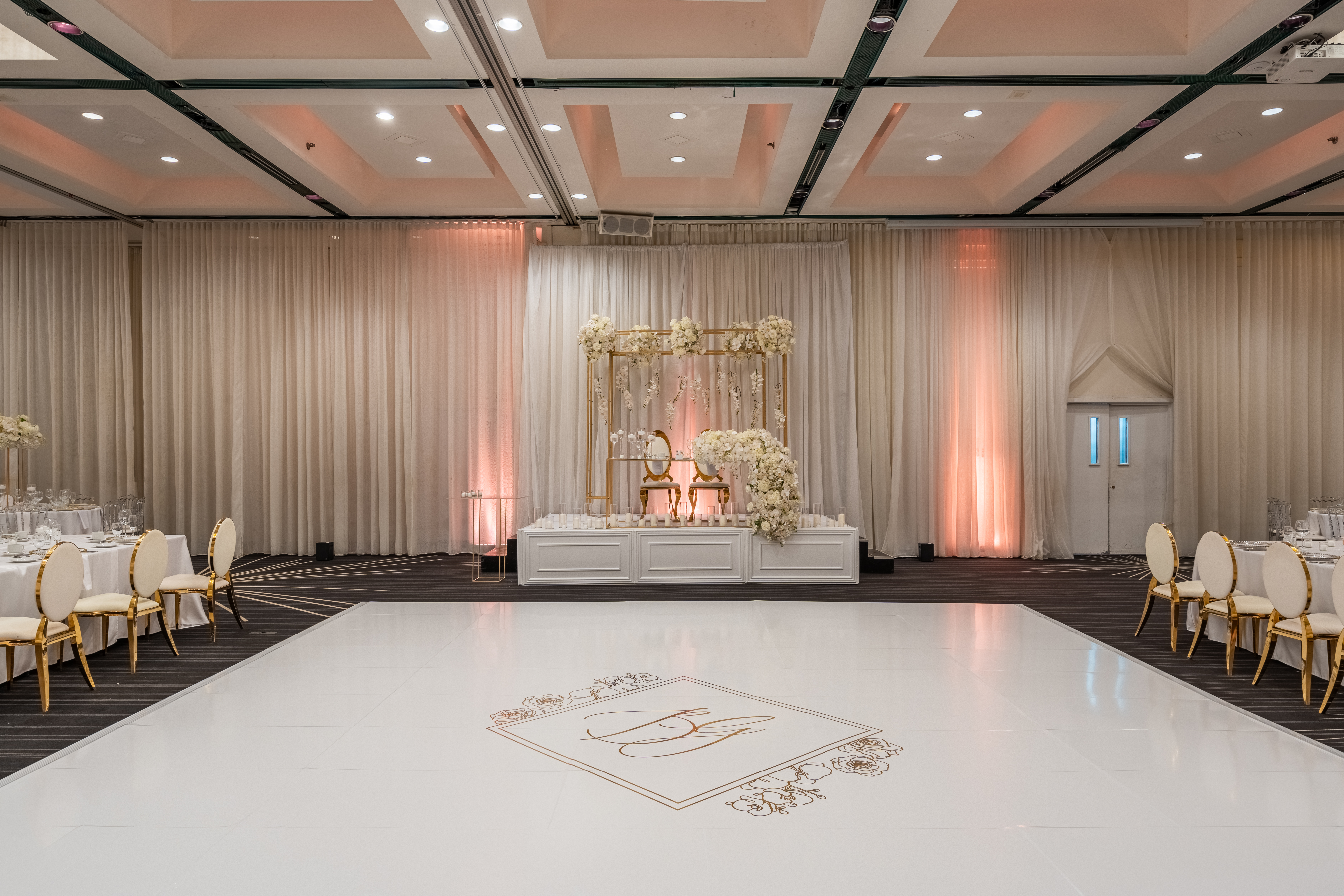 Floral stage for a social event