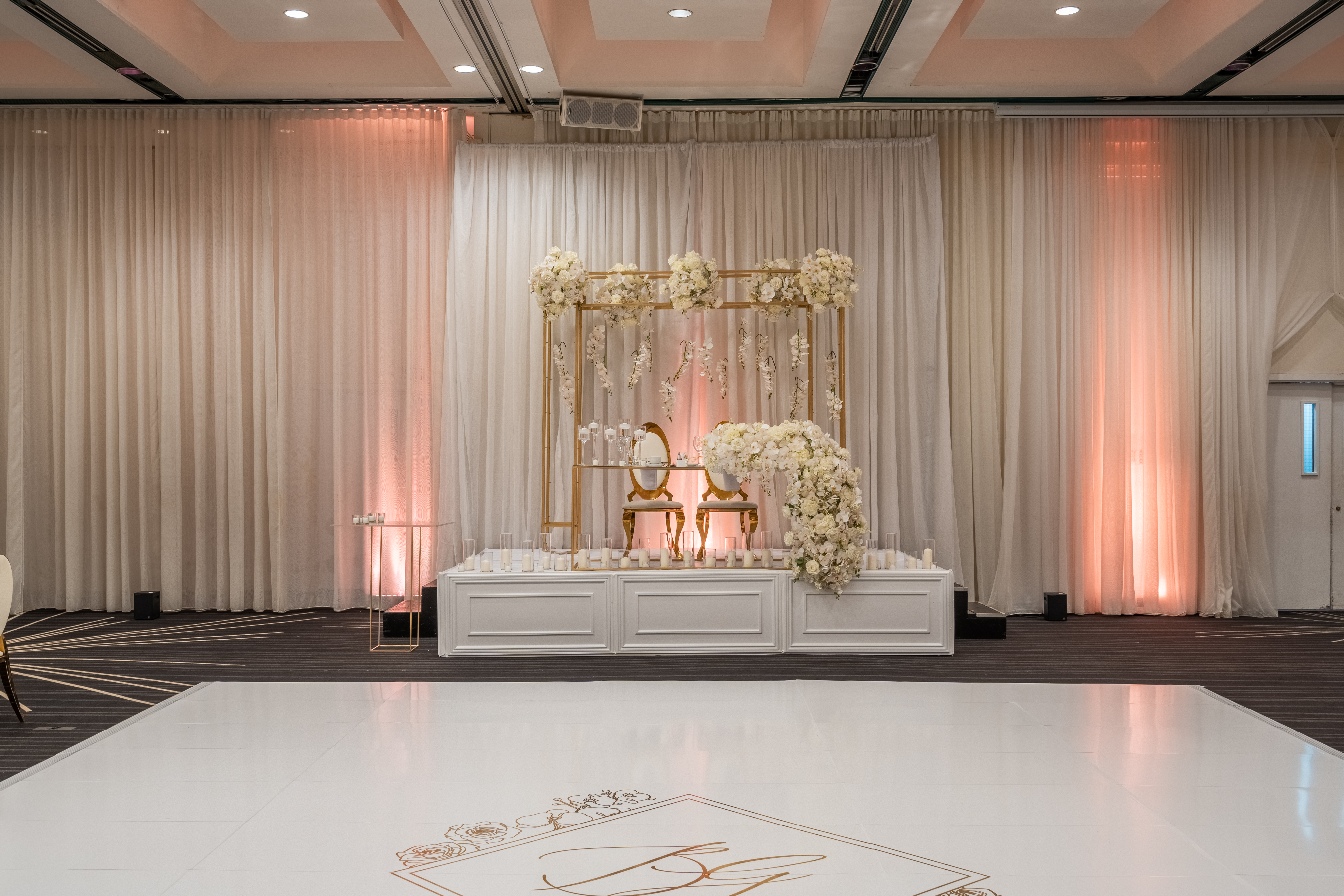 Celebration space with floral decor